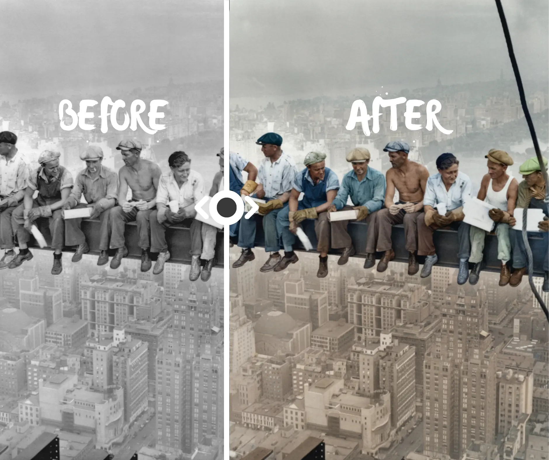 AI Image Colorizer in action turning a black and white photo to color