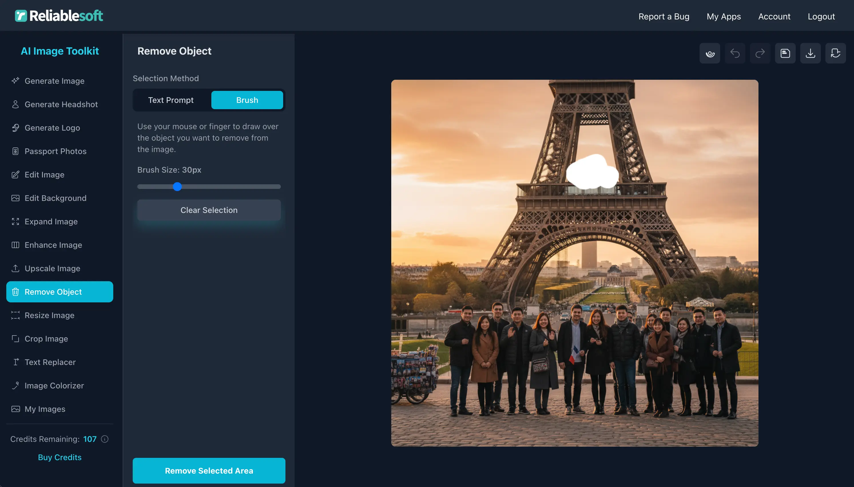 How to use the AI Object Remover app