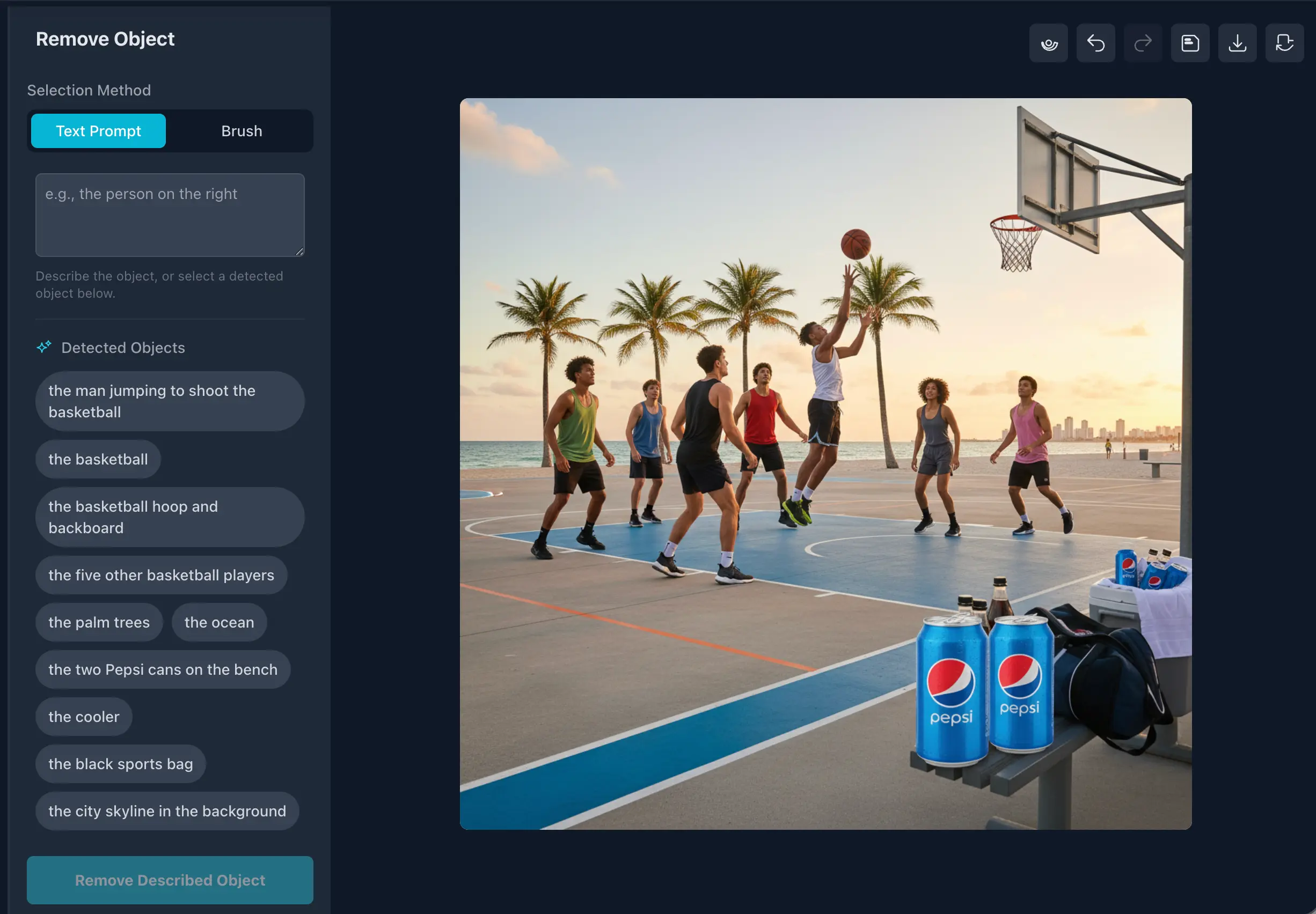 AI Object Remover in action removing an object from a photo