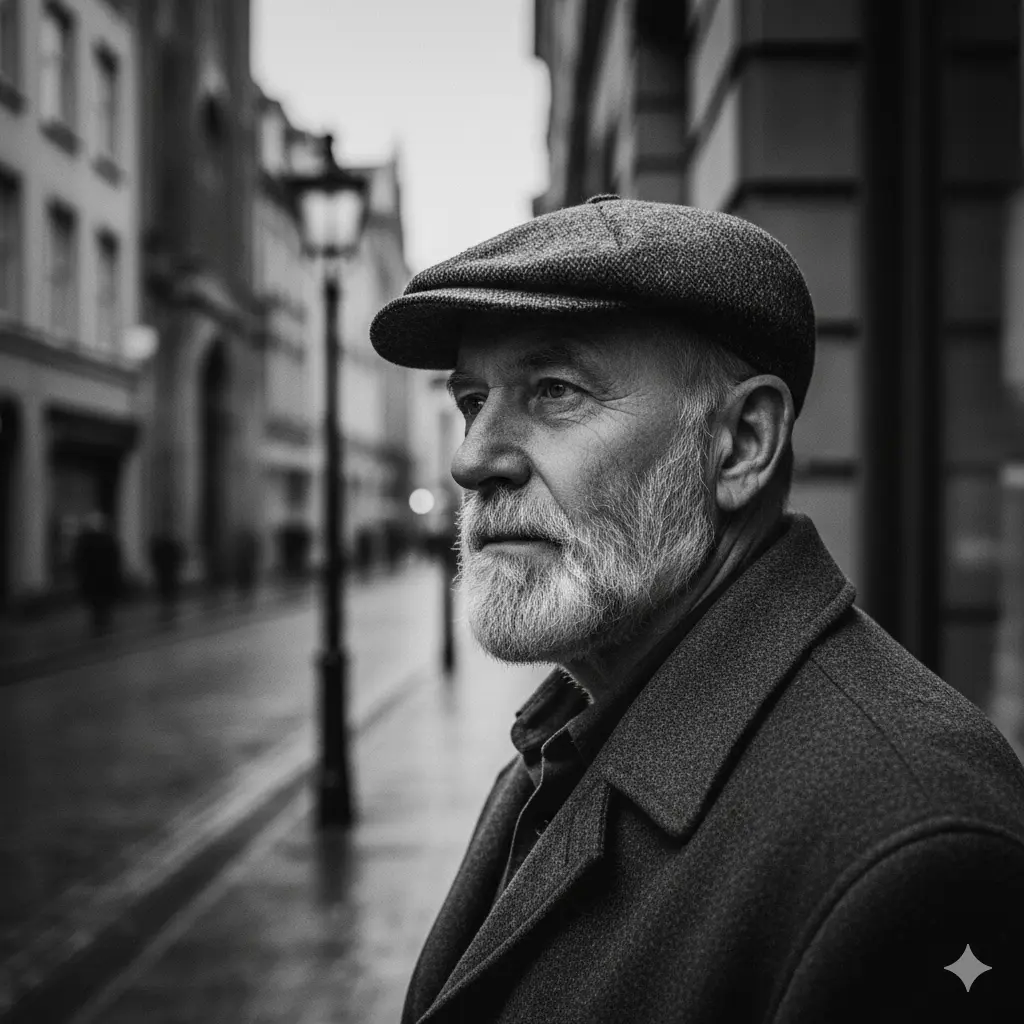 AI generated black and white photograph with cinematic contrast