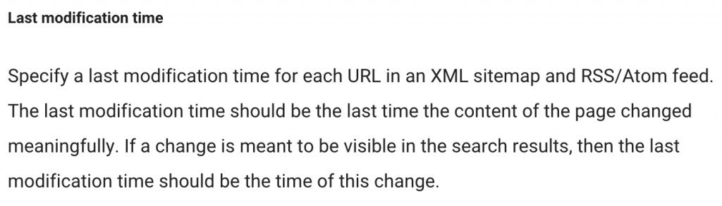 last modification time in sitemaps