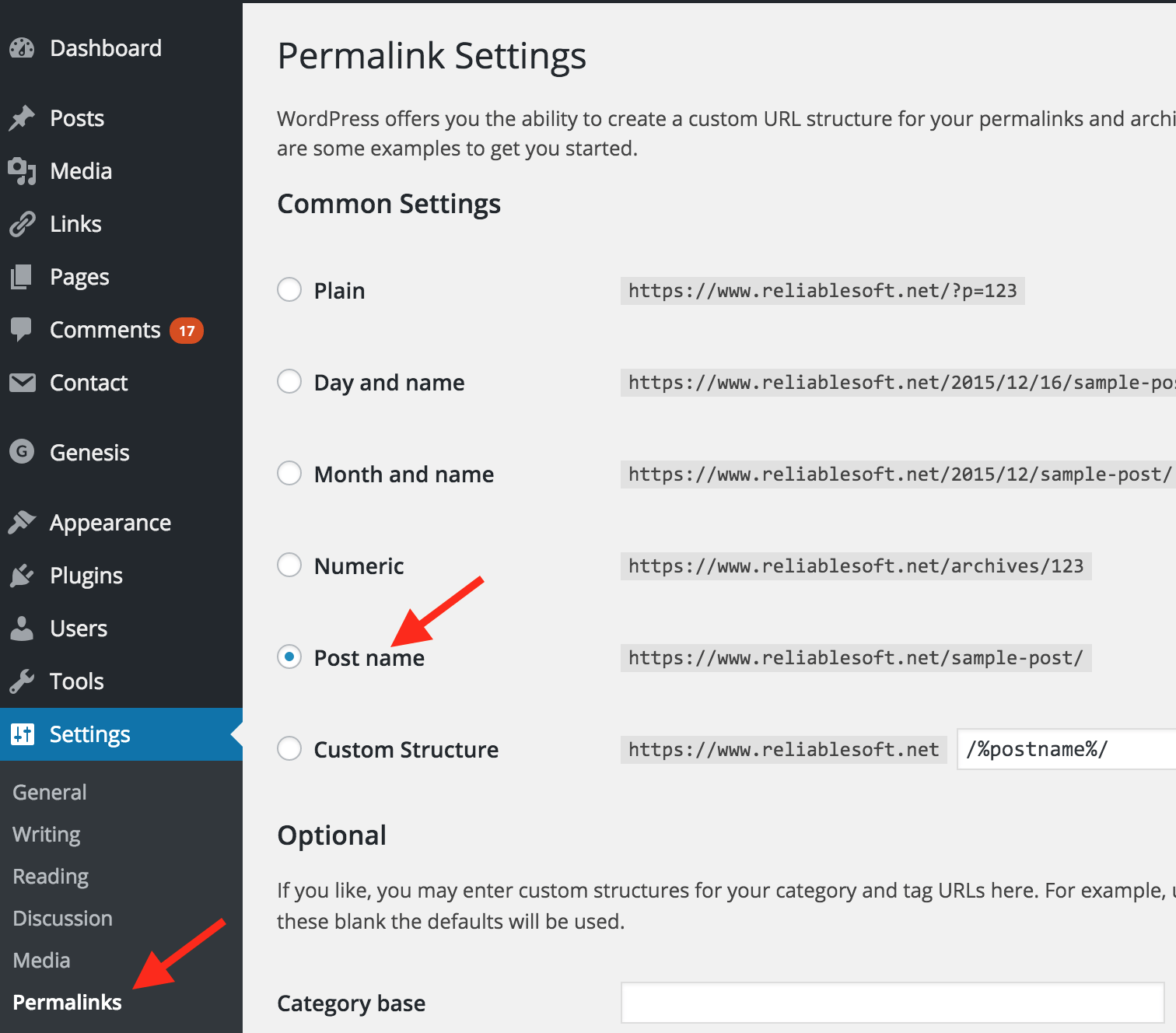 Permalink Settings in WordPress