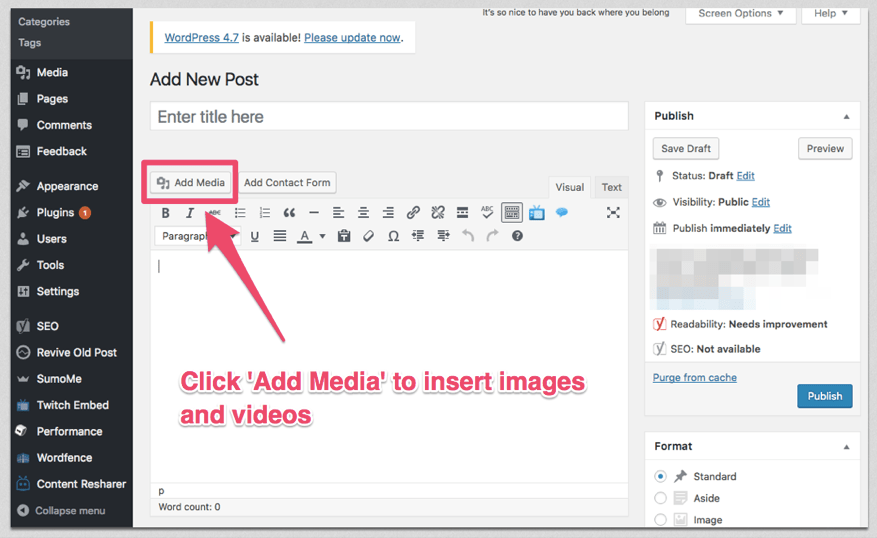 add images to wordpress posts