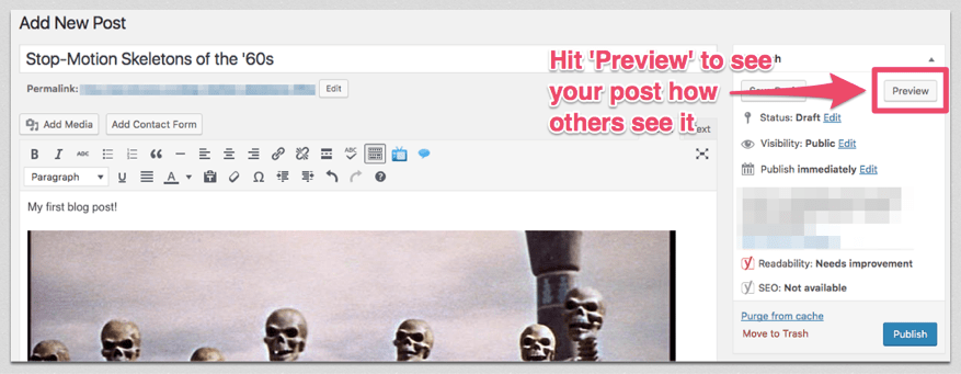 publish wordpress posts