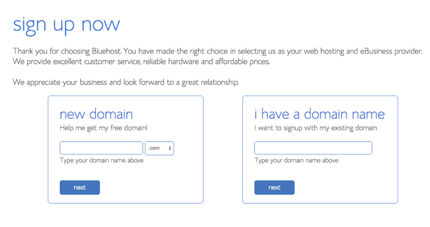 register domain for new blog with bluehost