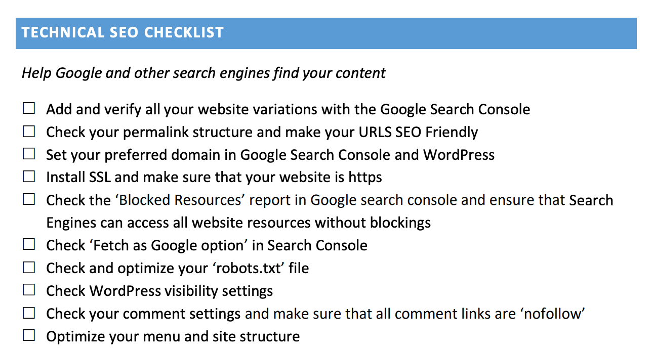 SEO Audit Checklist