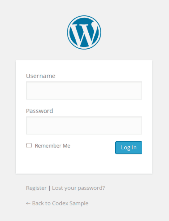 wordpress login page