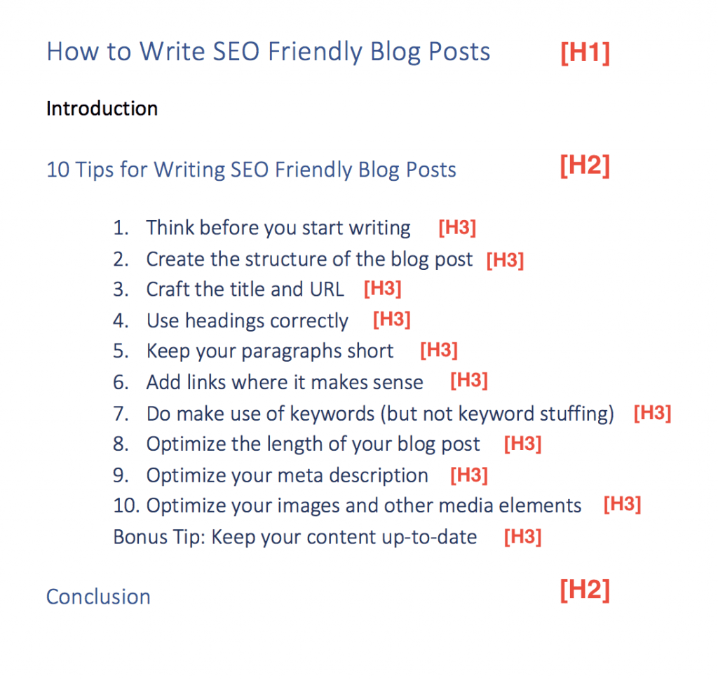 SEO optimized headings