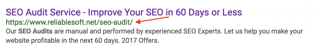 ตัวอย่าง SEO Friendly URL ใน SERPS