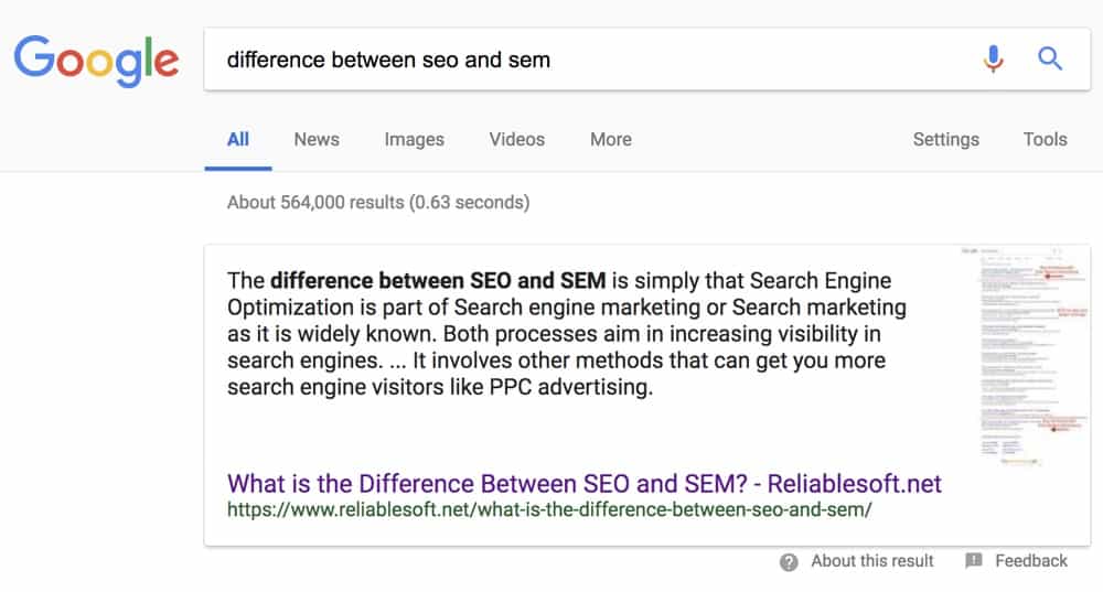 Google Featured Snippet