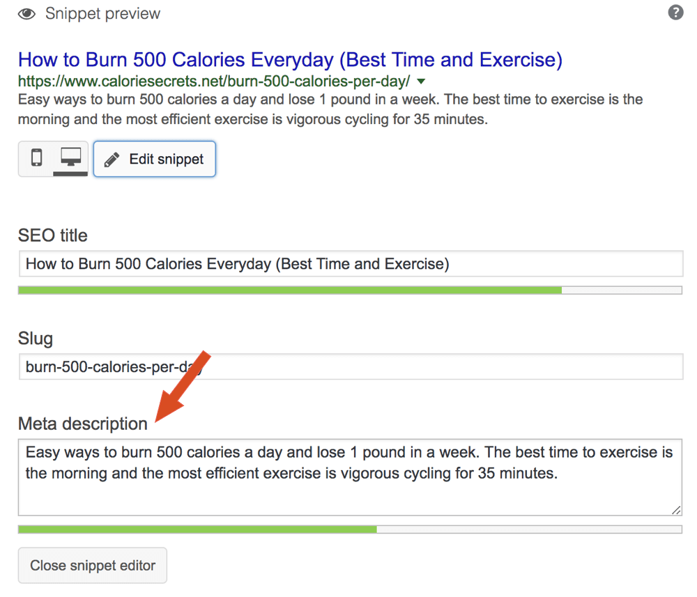 Yoast SEO Meta Description Settings