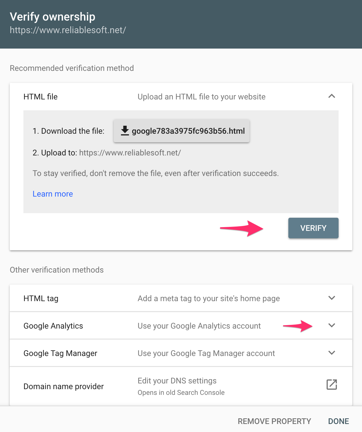 Verify Ownership Methods