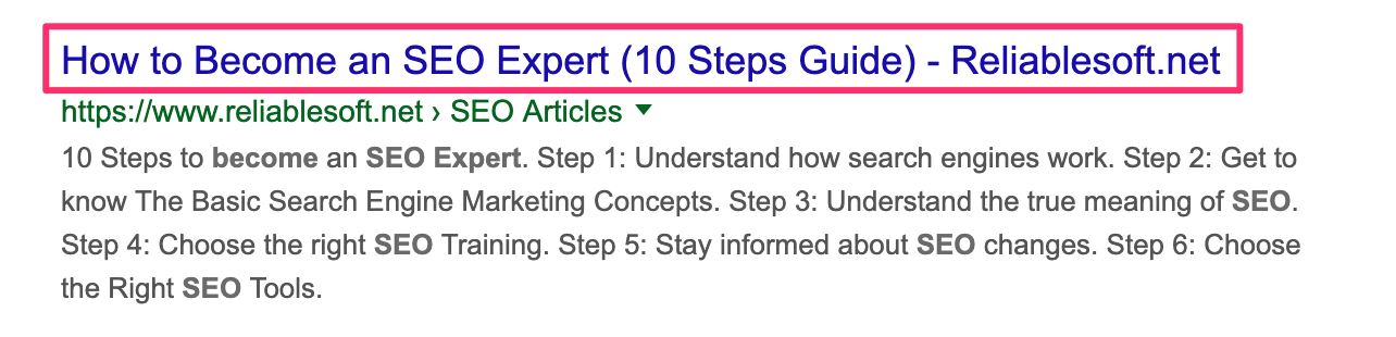 Anchor Text in Google Search Results