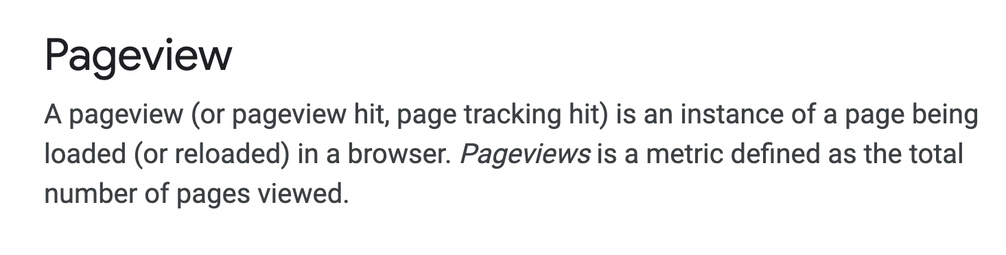 تعریف Google Analytics از Pageview 