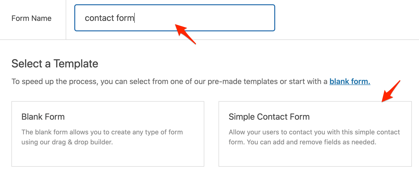 create new contact form.