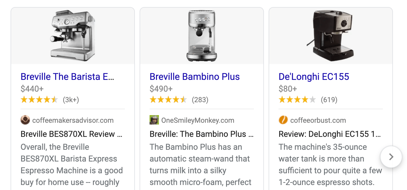 Products in Google Search Results.