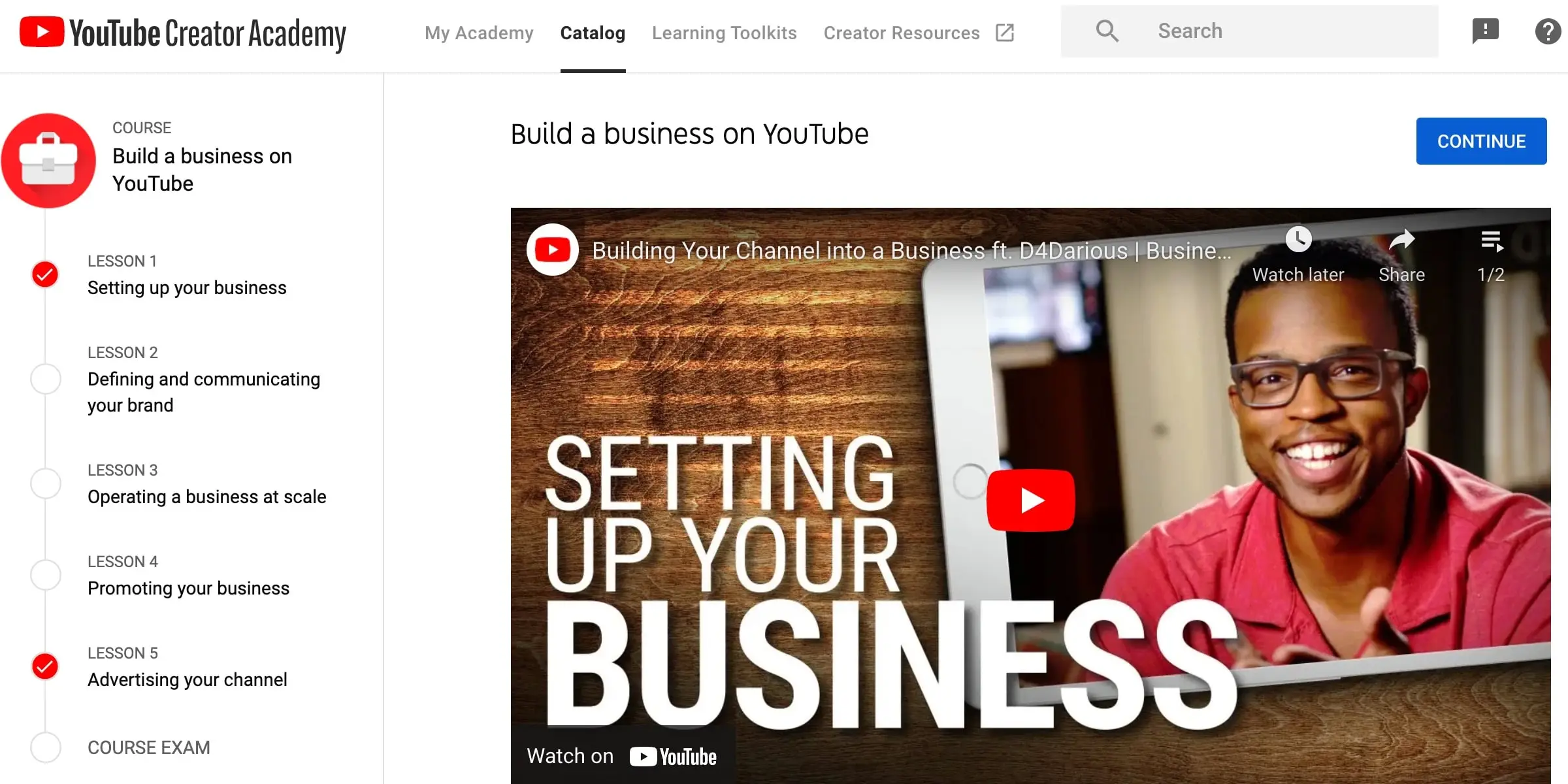 Build a Business on YouTube Course.