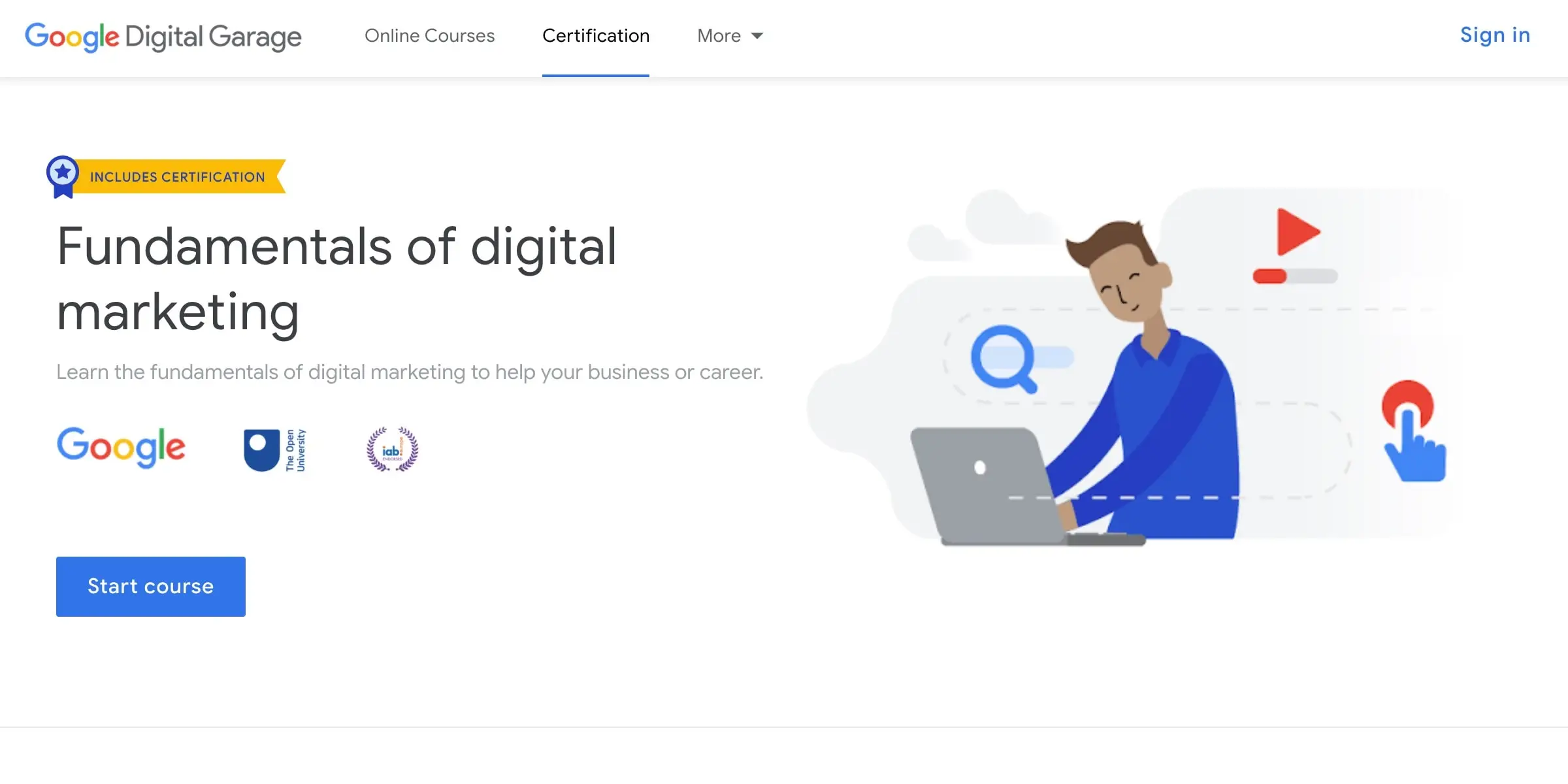 Certificación de marketing digital de Google