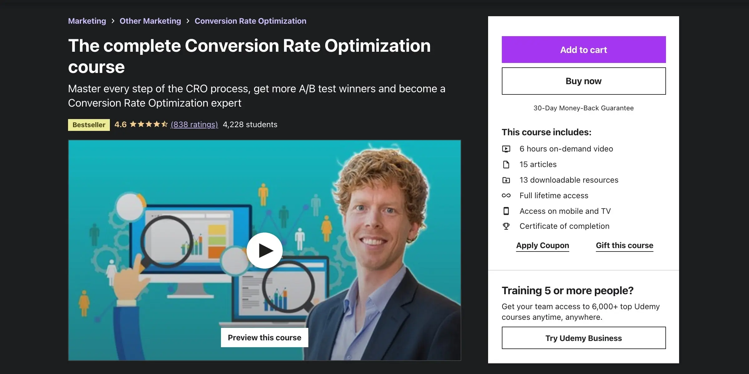 The Complete Conversion Rate Optimization Course (Udemy)
