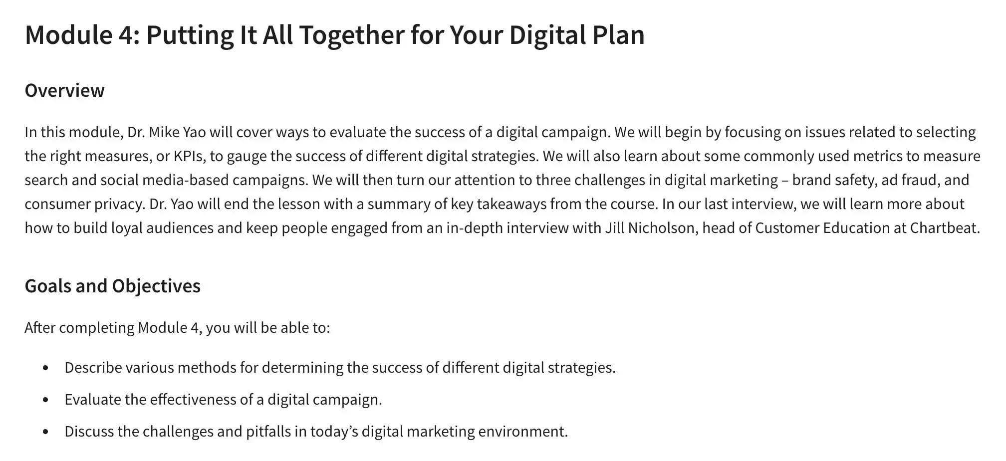 Digital Media and Marketing Strategies Course