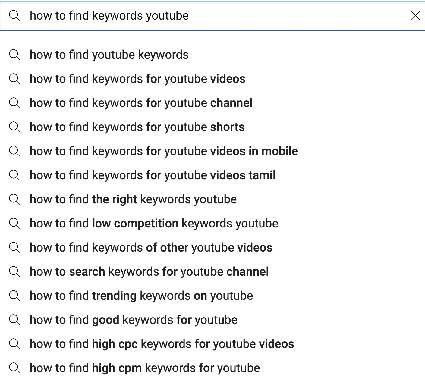 Find Keywords Using YouTube Autocomplete Feature