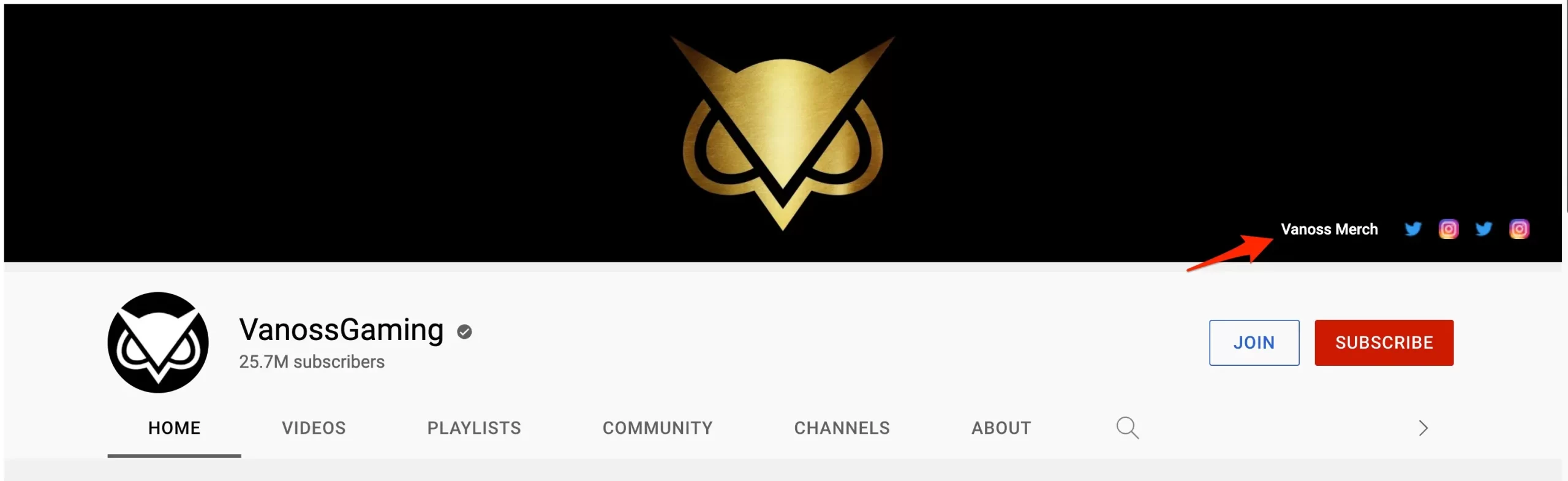 Links on Channel Banner