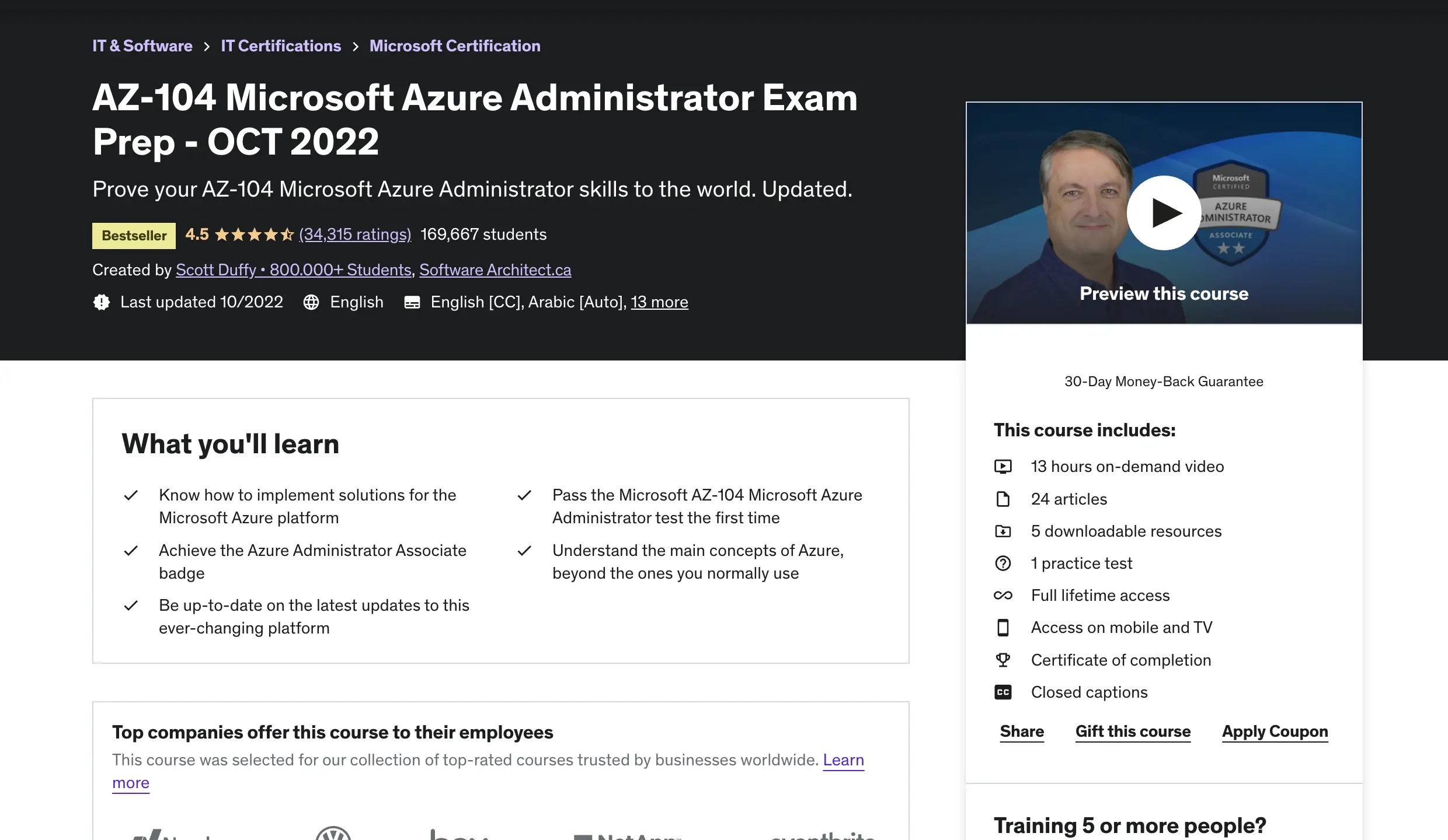 AZ-104 Microsoft Azure Administrator Exam Prep