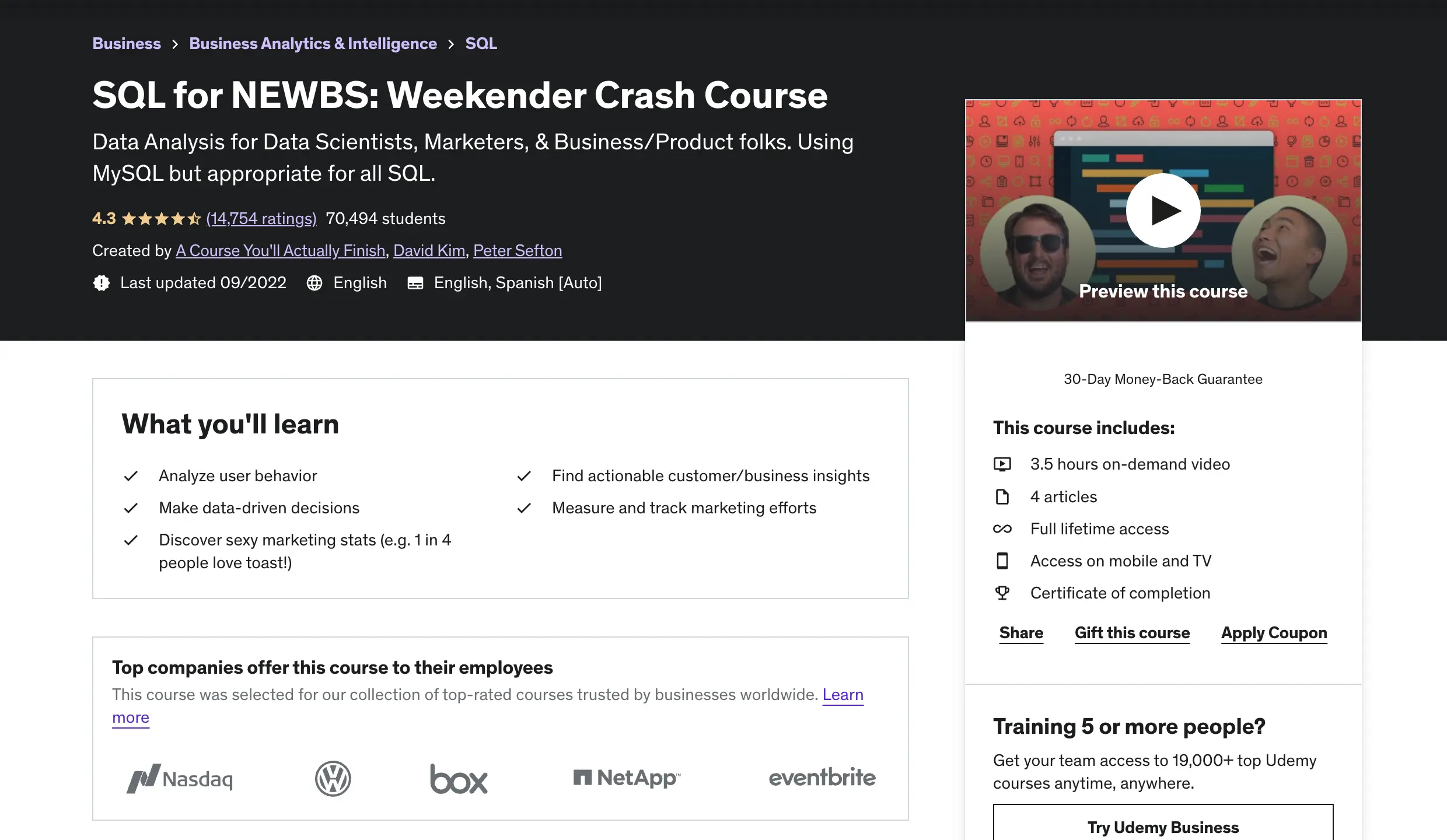SQL for NEWBS: Weekender Crash Course