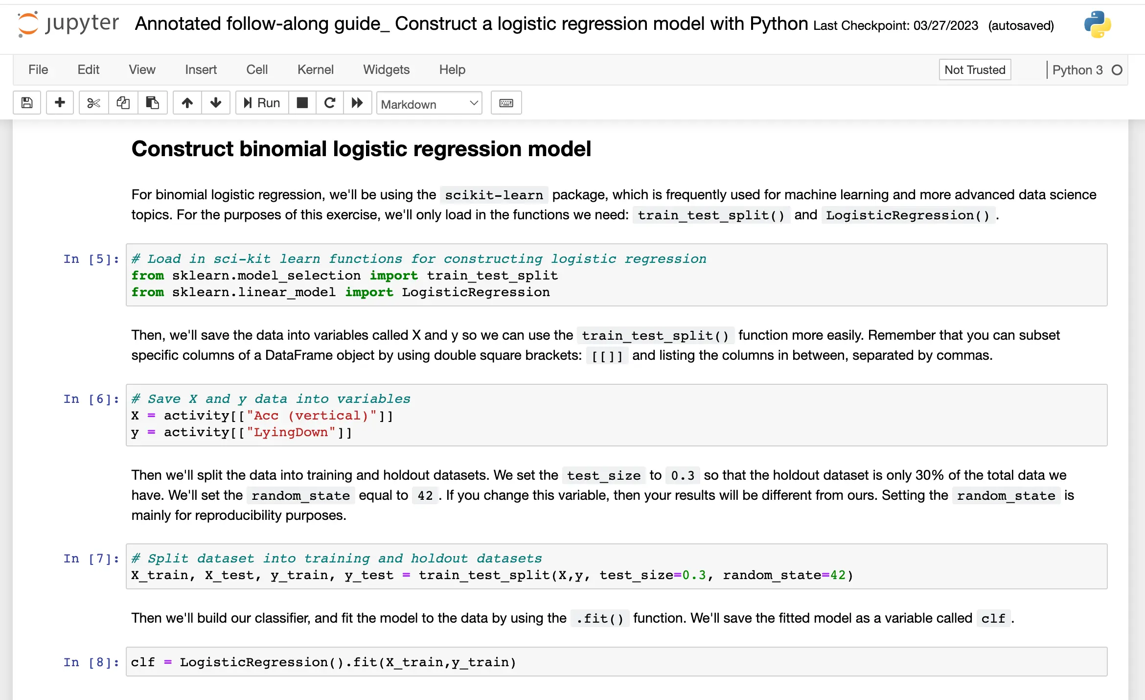 Logistic Regression Modelling With Python