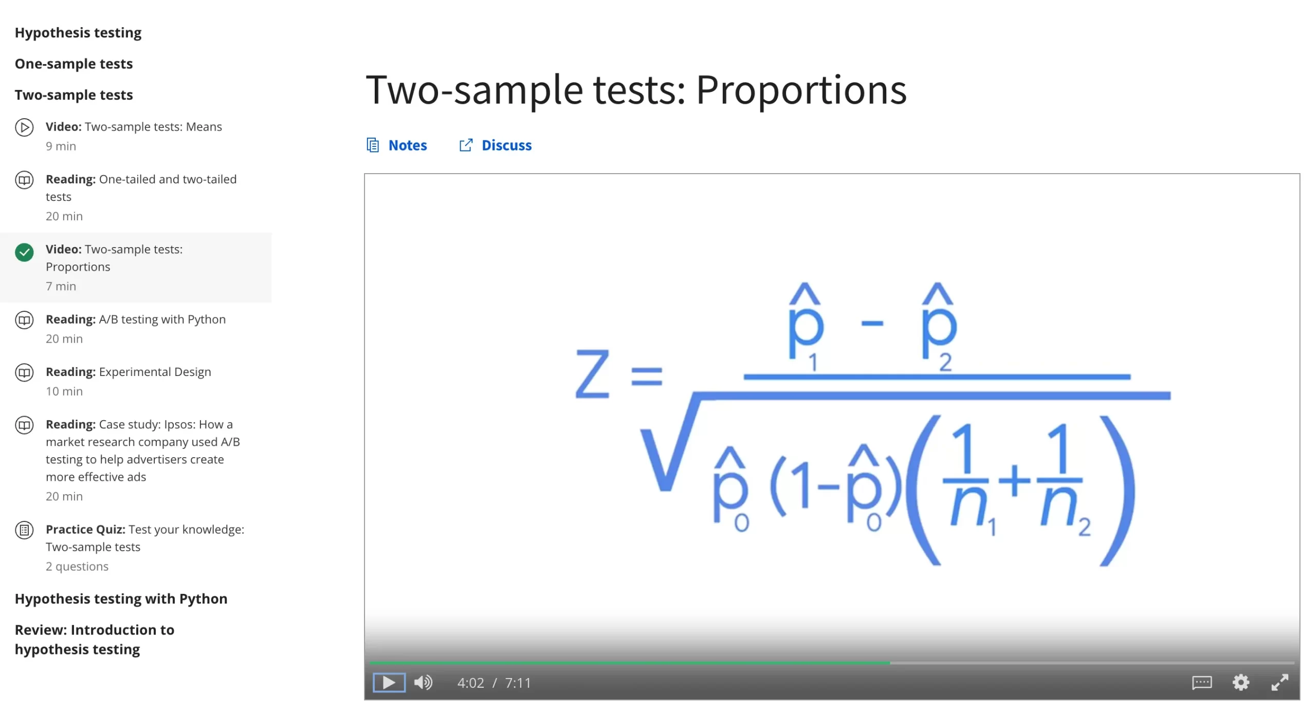 Two-sample tests: Proportions