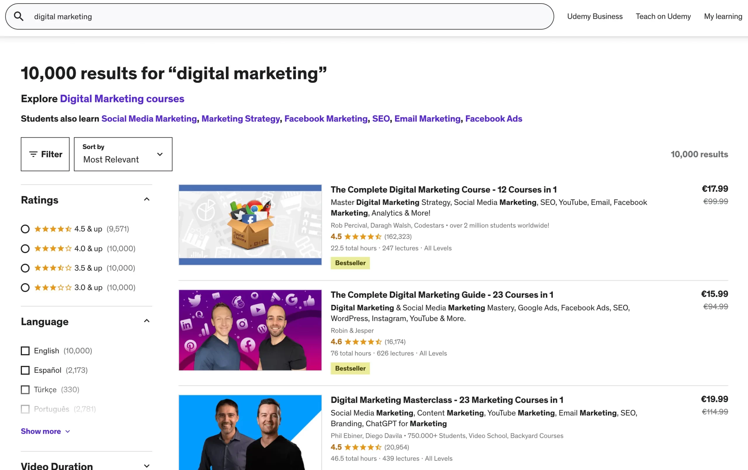 Udemy Digital Marketing Courses