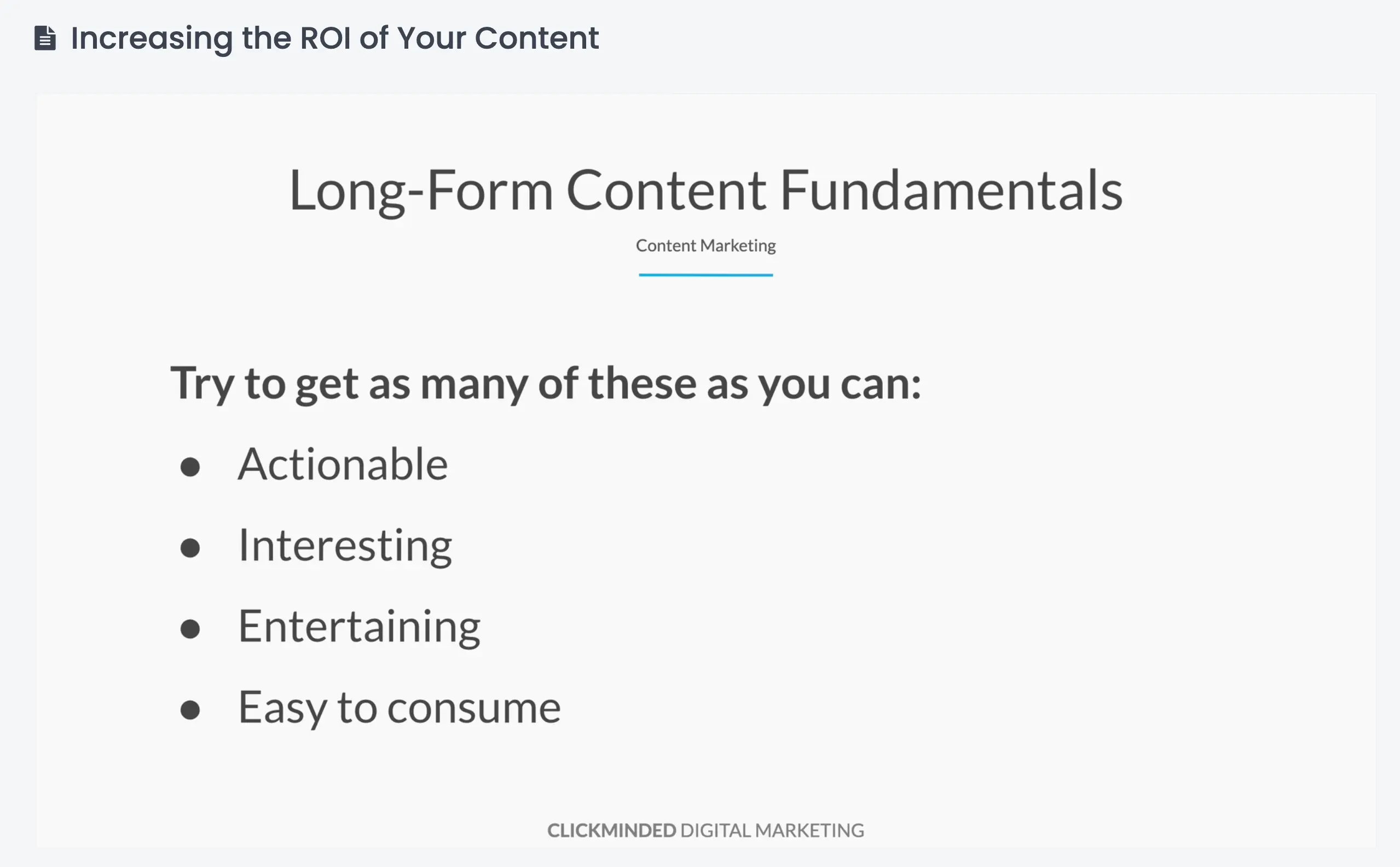 Clickminded Content Marketing Course
