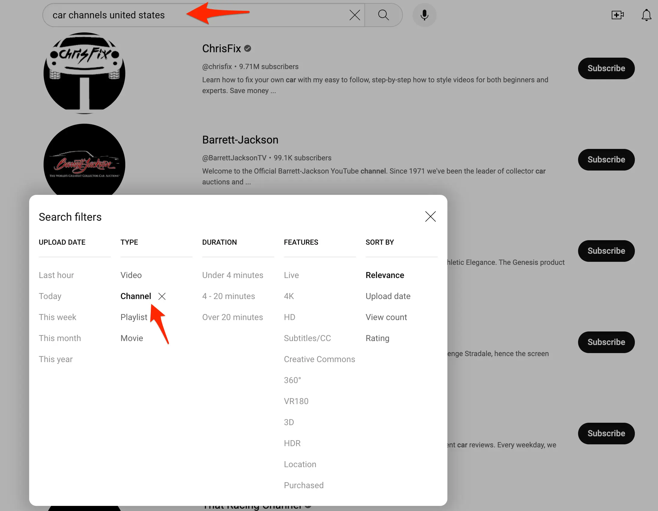 Find YouTube Channels Via YouTube Search
