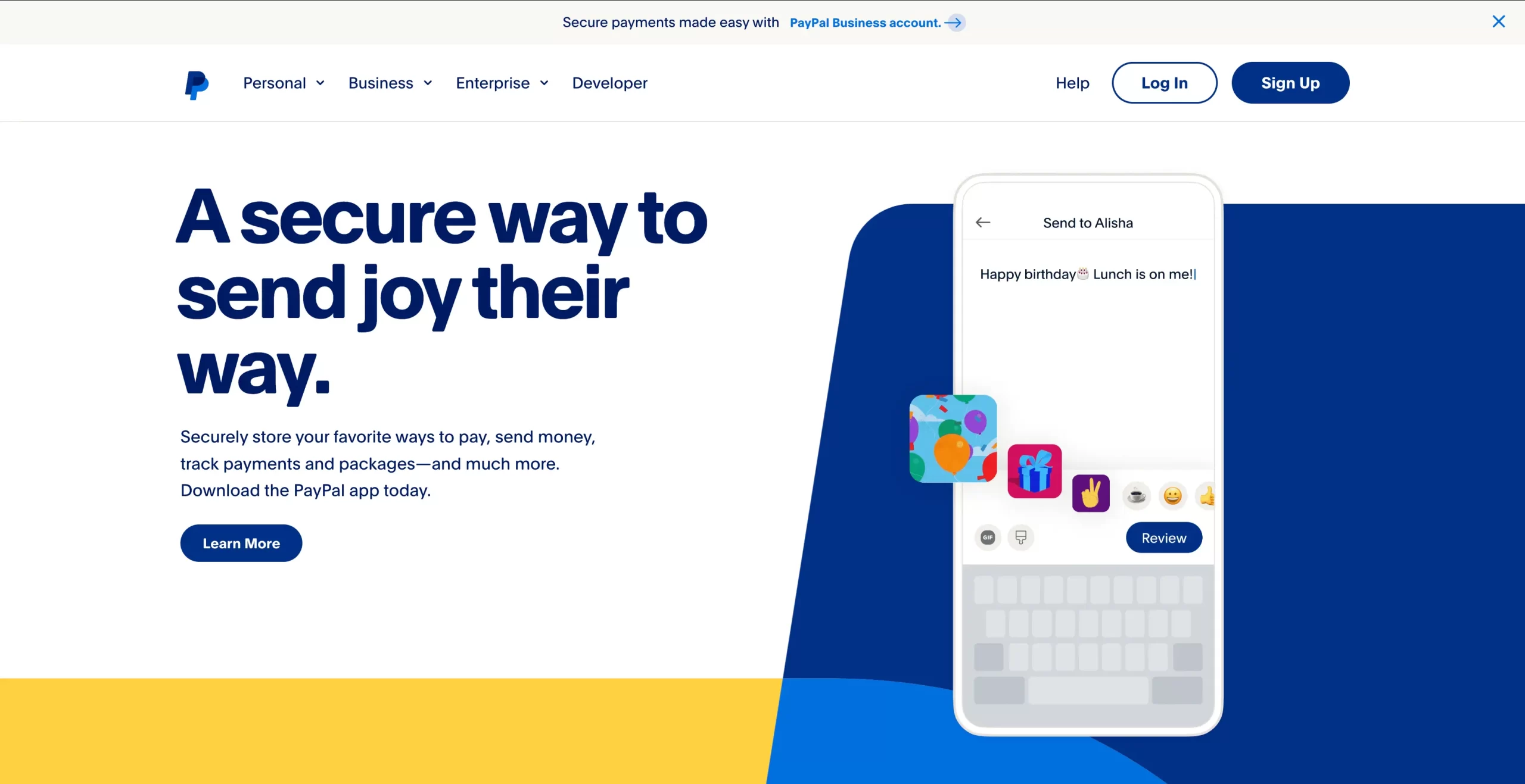 Landing Page Example - PayPal