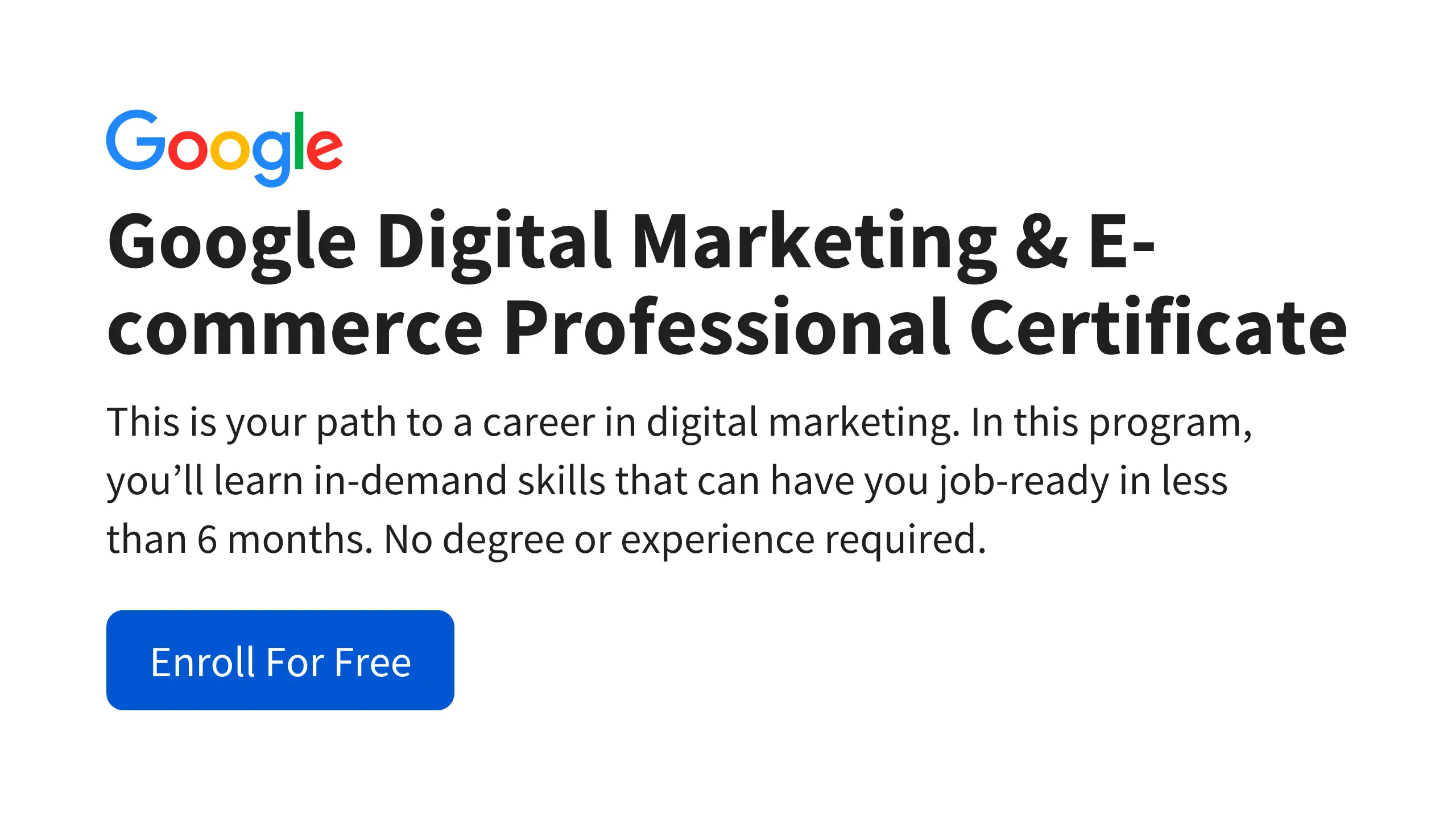 Google Digital Marketing & E-commerce Professional Certificate