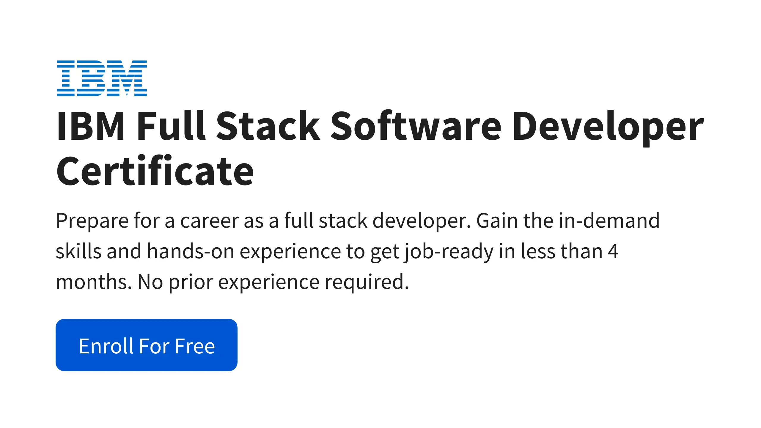 IBM Full Stack Software Developer Certificate
