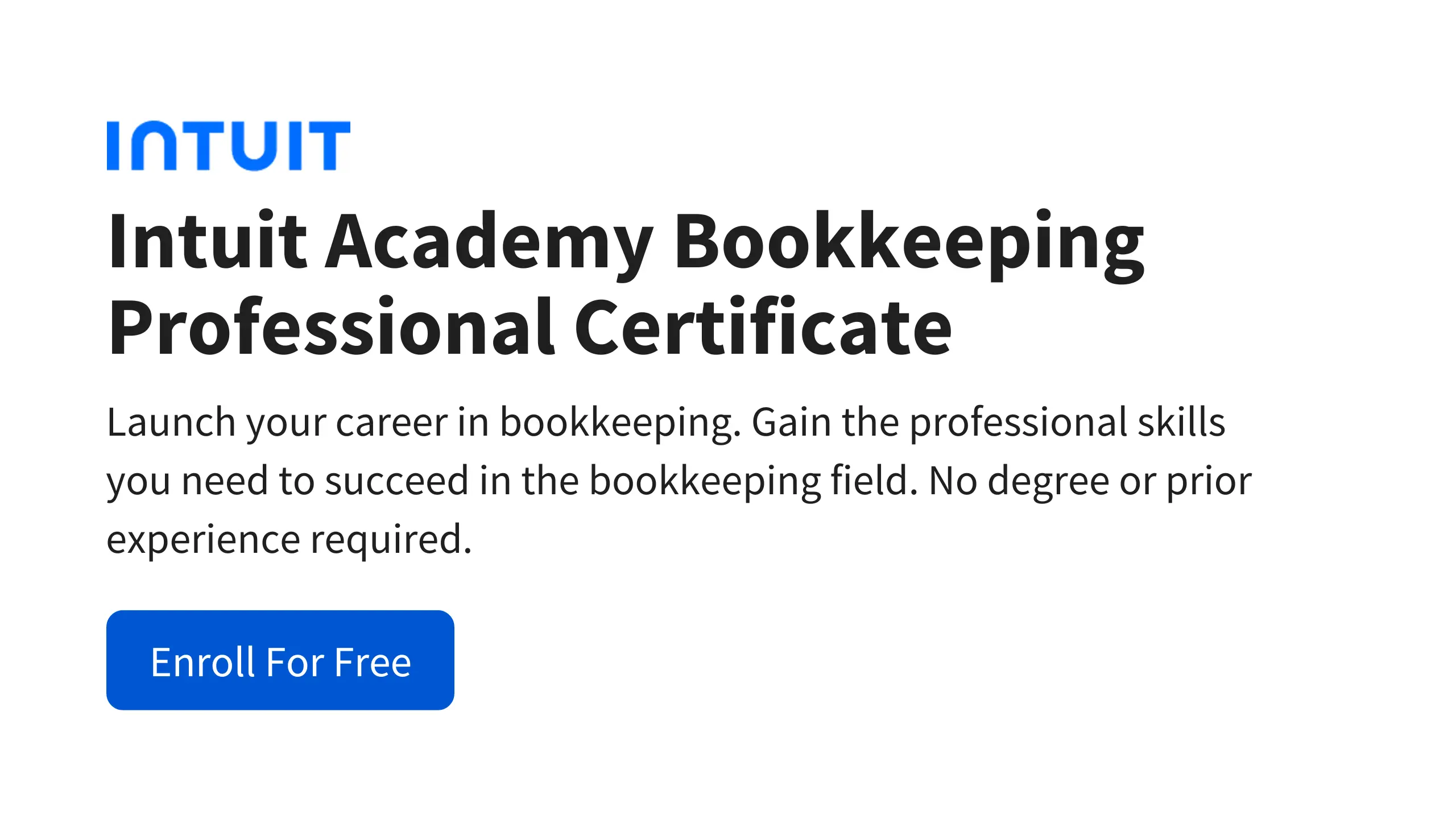 Intuit Academy Bookkeeping Professional Certificate