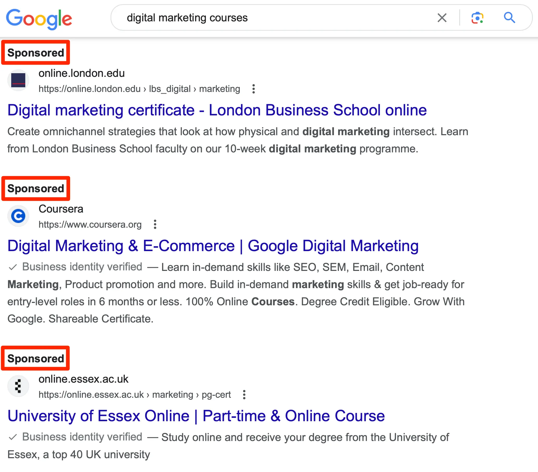 Example of Search Ads