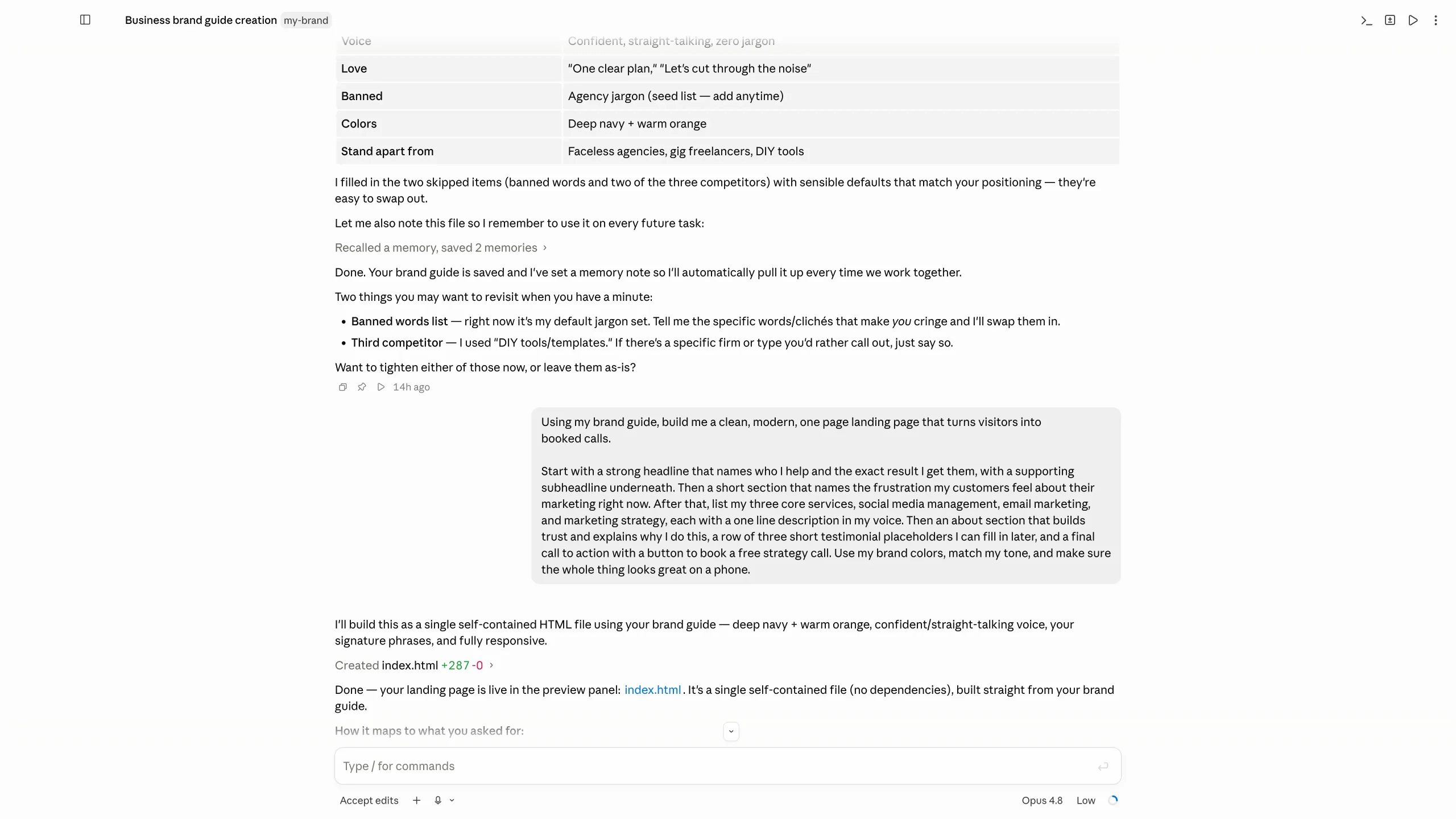 Landing page prompt - Claude Code
